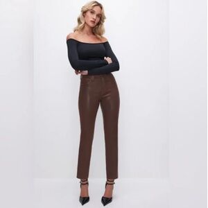 Good American GOOD LEGS COATED STRAIGHT JEANS WOMENS LIGHT MOCHA 28